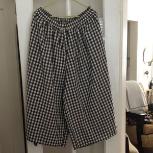 Brown and White Checkered Wide-Leg palazzo Pants 2X